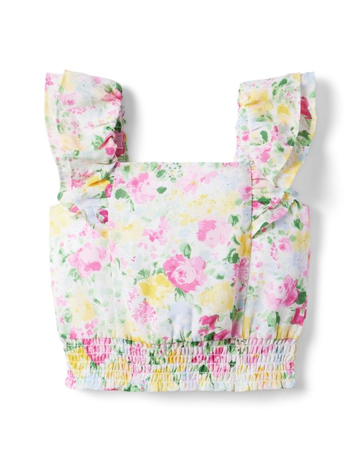 Floral Smocked Waist Chiffon Top