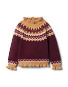 Fair Isle Ruffle Trim Sweater
