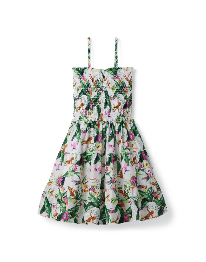 Tropical Jungle Smocked Sundress