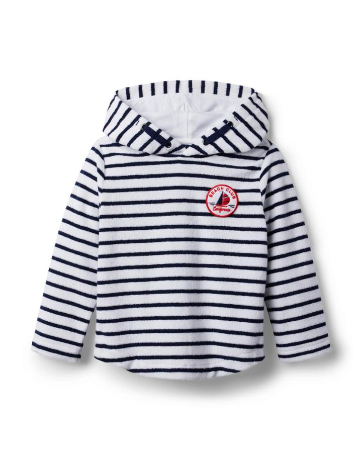 Striped Terry Hooded Pullover