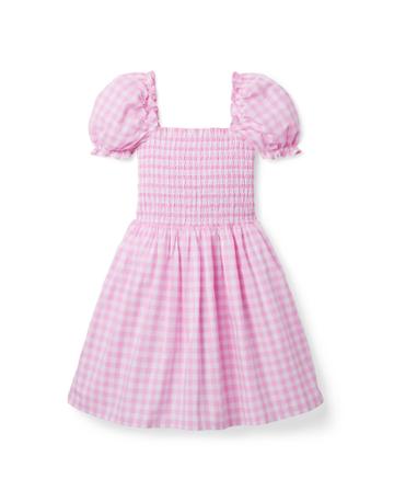 The Grace Gingham Smocked Puff Sleeve Dress