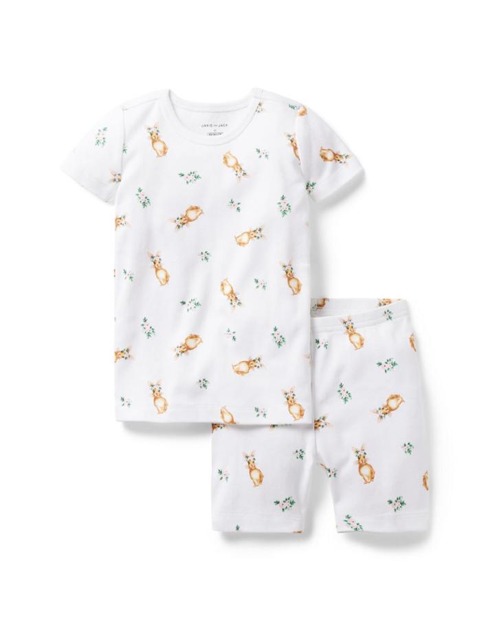 Good Night Short Pajamas In Bunny Floral