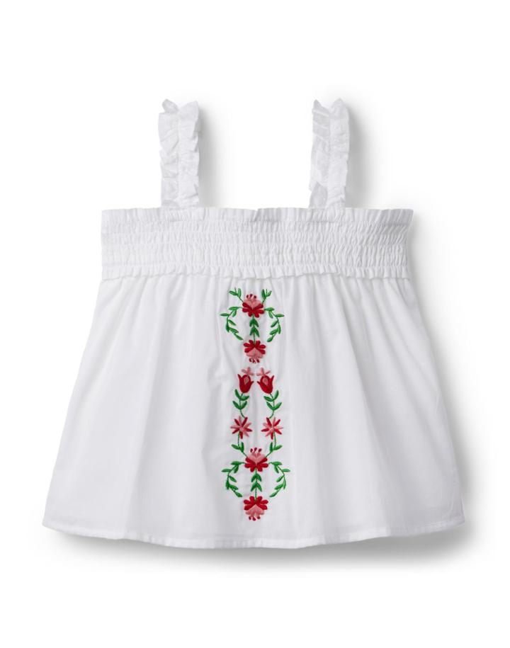 Embroidered Smocked Top