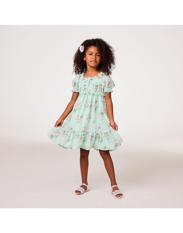 Floral Chiffon Puff Sleeve Dress