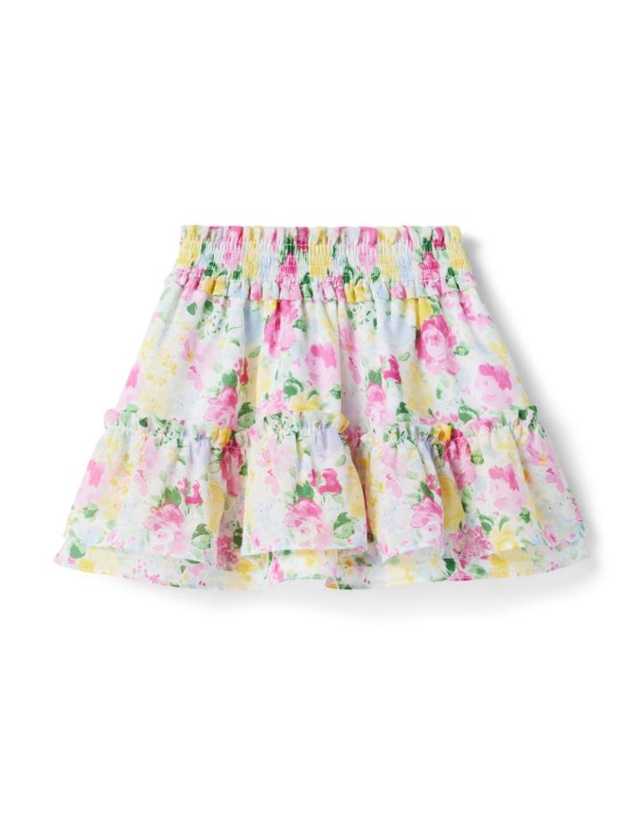 Floral Smocked Chiffon Skirt
