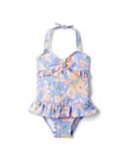 Floral Ruffle Halter Recycled Swimsuit