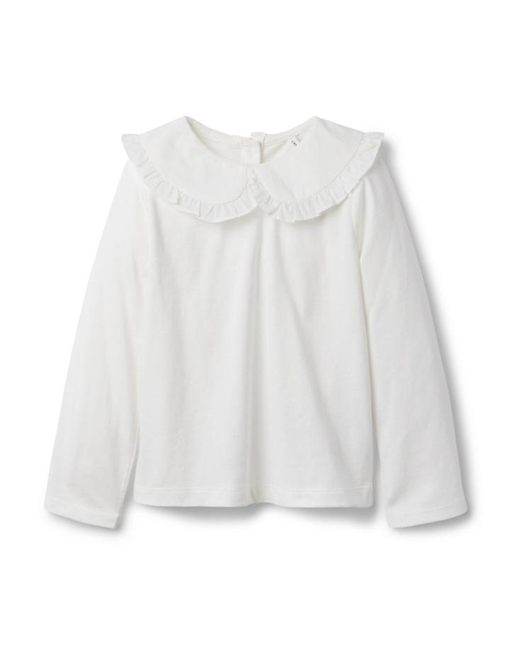 Ruffle Trim Collar Jersey Top