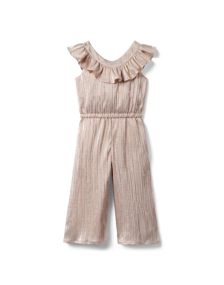 Metallic Plisse Ruffle Jumpsuit