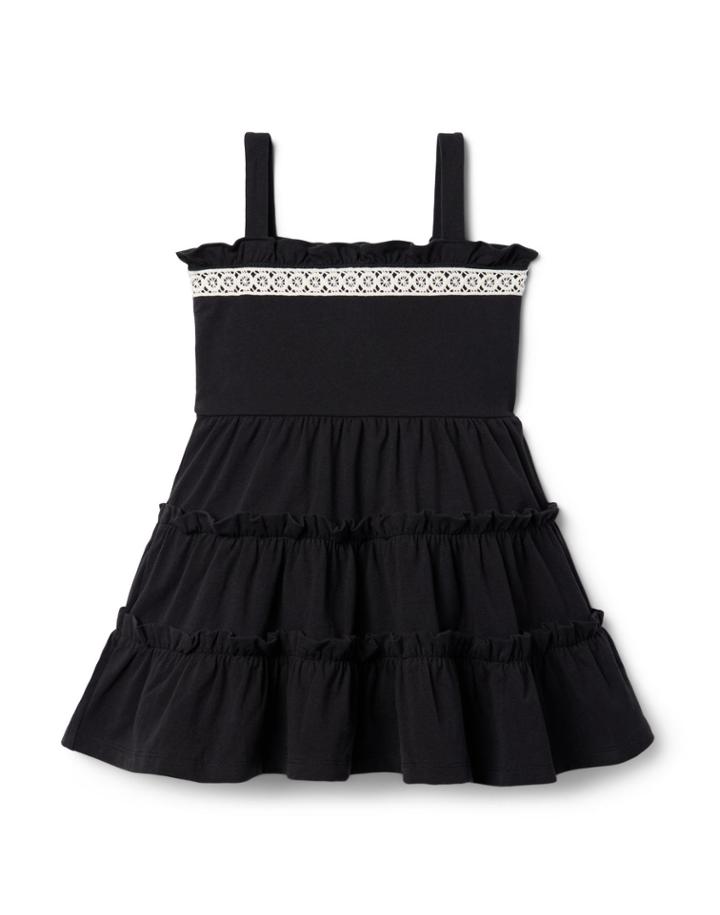 Crochet Trim Tiered Jersey Sundress