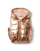 Metallic Hooded Puffer Vest