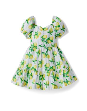 Lemon Stripe Puff Sleeve Dress
