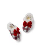 Plaid Faux Fur Bow Slipper