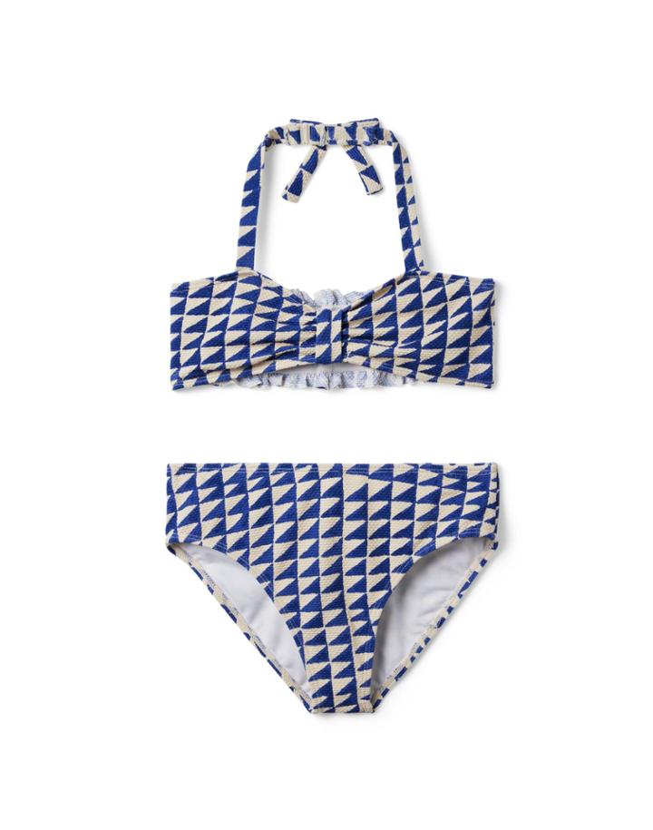 Tile Print Halter Textured 2-piece Swimsuit