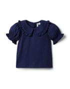 Puff Sleeve Collared Jersey Top
