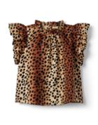 Leopard Ruffle Sleeve Top