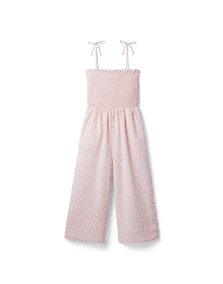 Floral Smocked Chiffon Jumpsuit