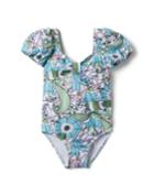 Floral Bubble Sleeve Recycled Swimsuit