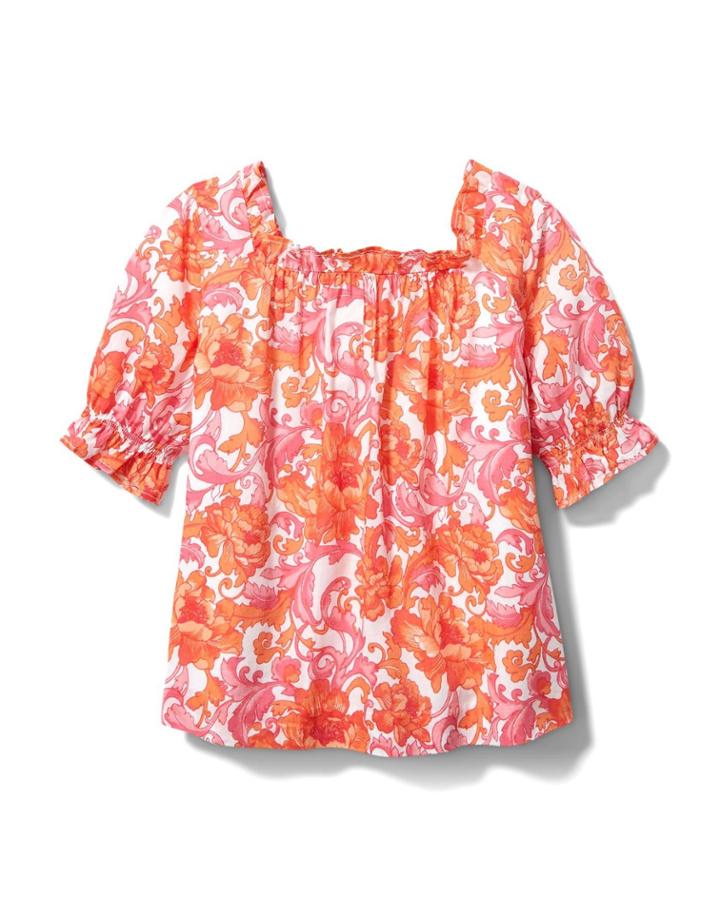 Floral Puff Sleeve Swing Top