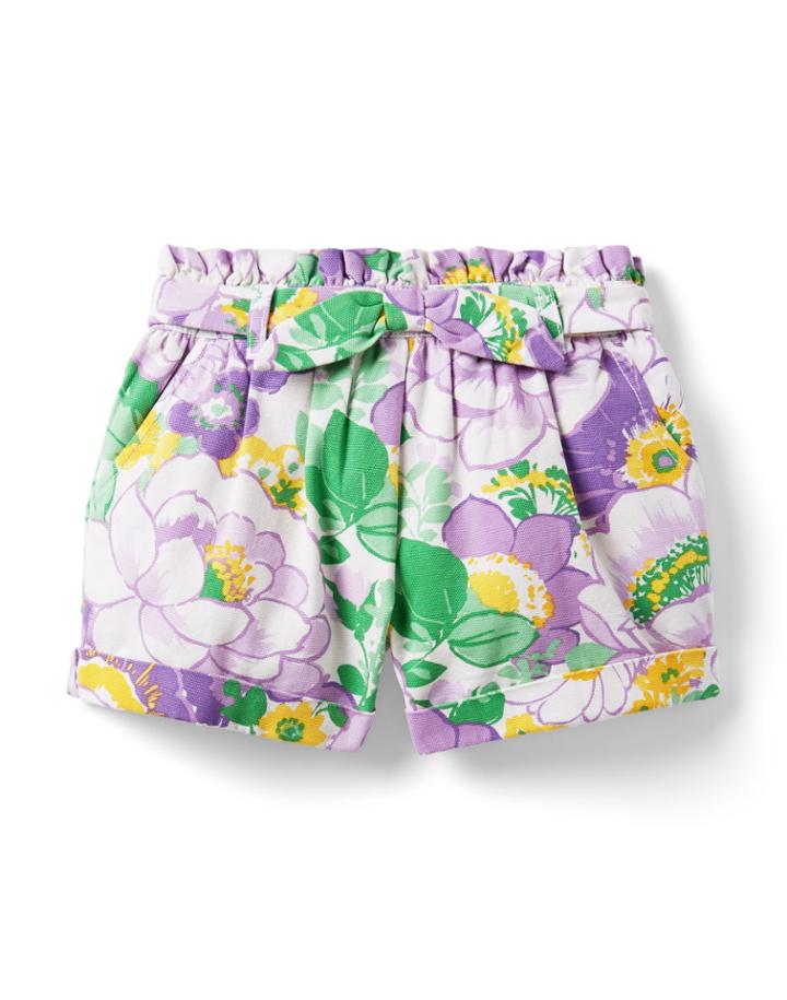 Floral Paperbag Waist Short