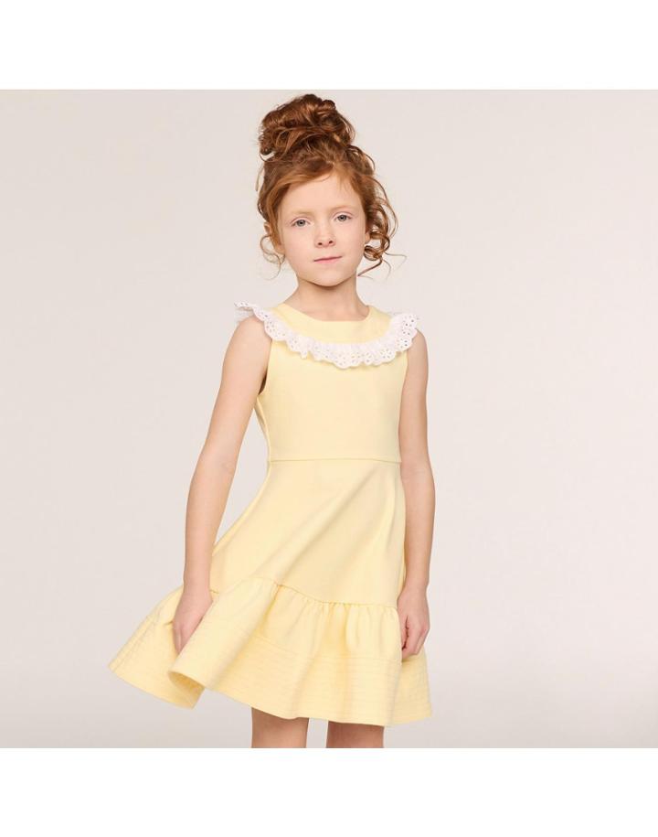 Eyelet Ruffle Ponte Dress