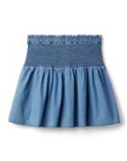 Chambray Smocked Skirt