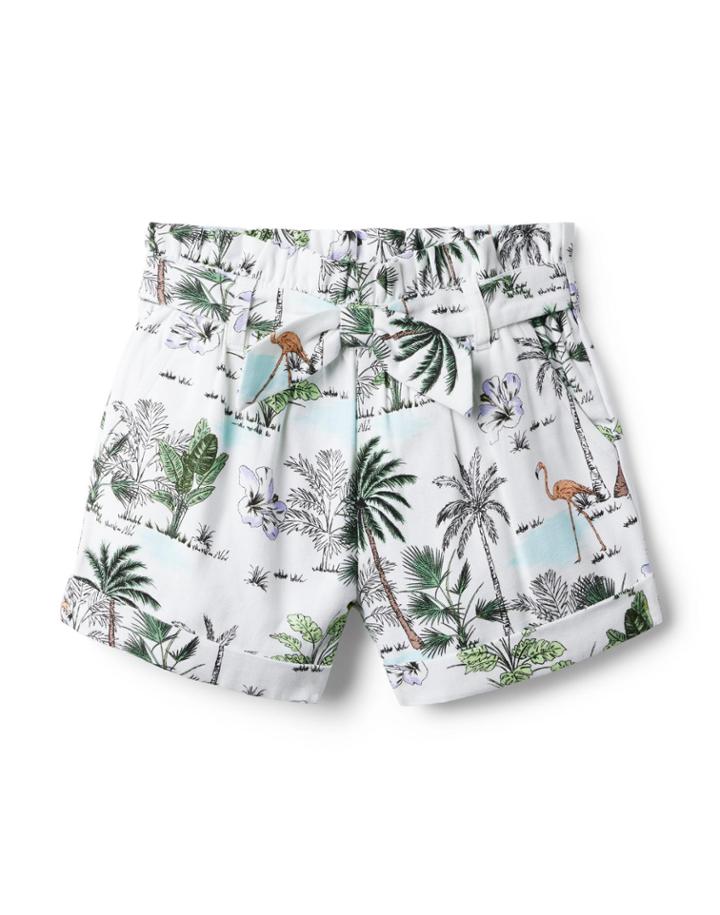 Tropical Flamingo Paperbag Waist Short