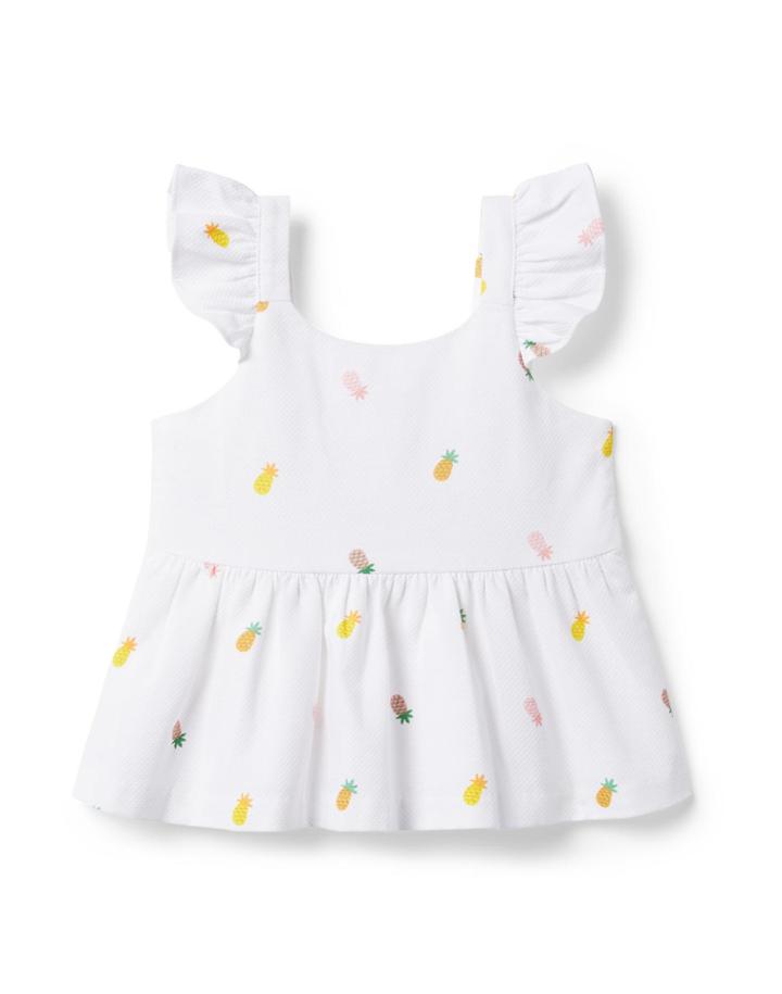 Pineapple Ruffle Pique Top