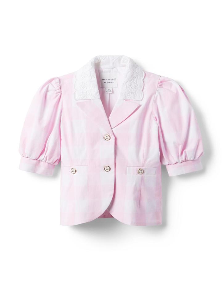 Gingham Puff Sleeve Jacket