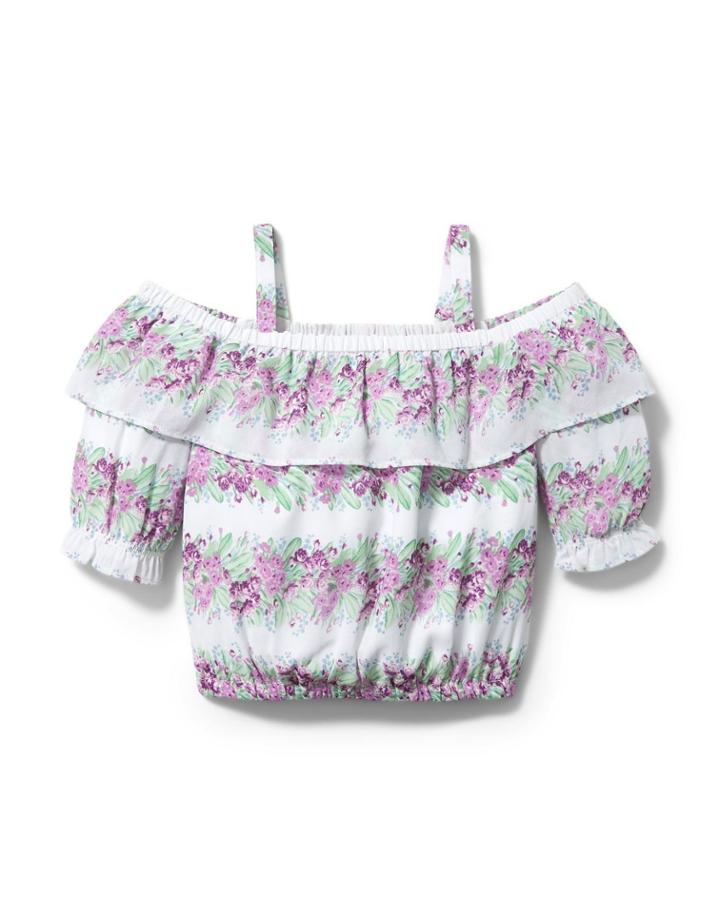 Floral Cold Shoulder Chiffon Top
