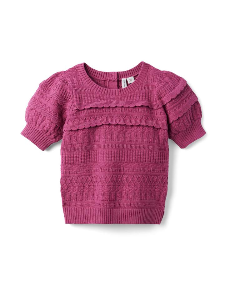 Puff Sleeve Scallop Sweater Top