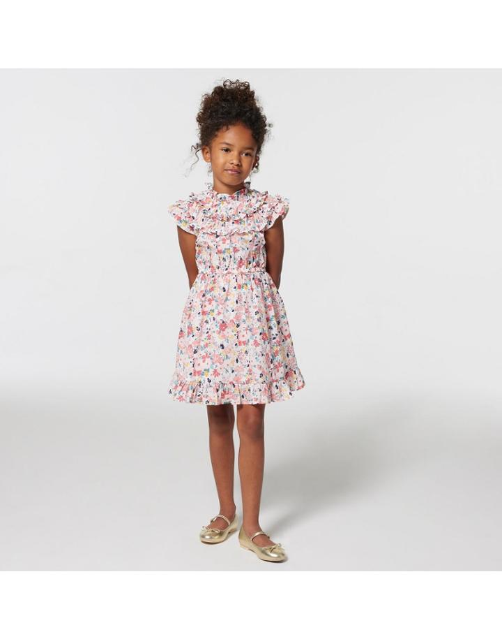 Floral Ruffle Trim Dress