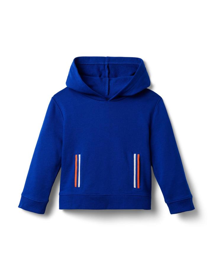 Stripe Pocket Hooded French Terry Sweatshirt