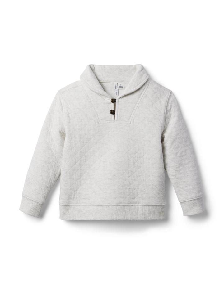 Quilted Shawl Collar Sweatshirt