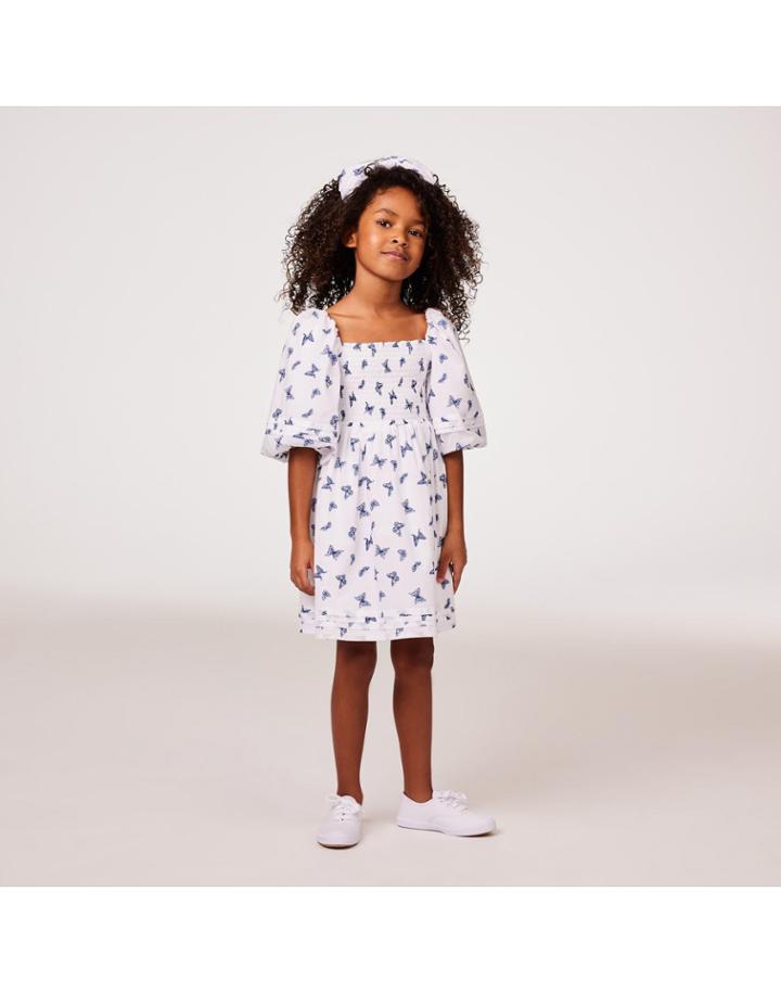 The Natalie Butterfly Smocked Bubble Sleeve Dress