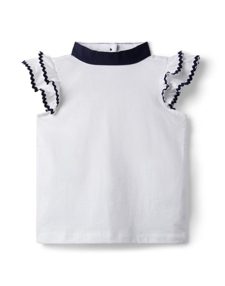 Ric Rac Ruffle Sleeve Jersey Top