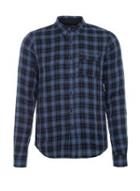 Relaxed Round Pocket Shirt Blue-black_plaid