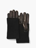 John Varvatos Nappa Leather Knit Glove Black Size: S
