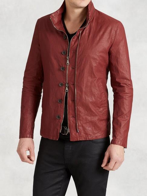 John Varvatos Resin Coated Linen Jacket With Zip Out Hood