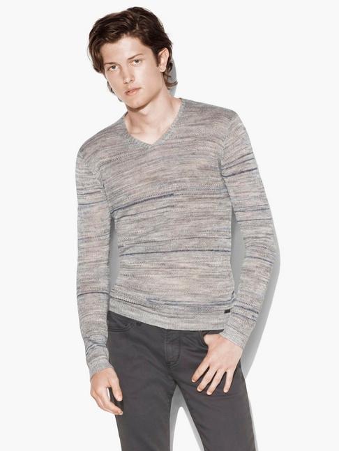 John Varvatos Broken Stripe V-neck Sweater