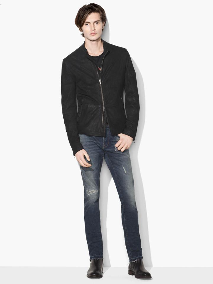 John Varvatos Caf Racer Leather Jacket Black Size: Xs