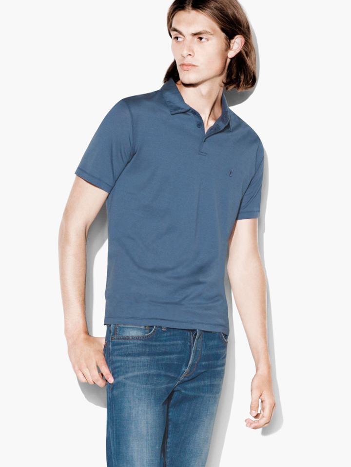 John Varvatos Pima Cotton Peace Polo Water Blue Size: Xs