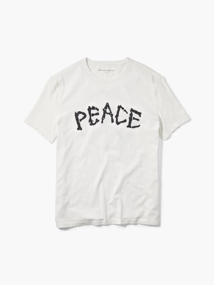 John Varvatos Skeleton Peace Tee Optic White Size: Xs