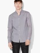 John Varvatos Dobby Striped Banded Collar Shirt