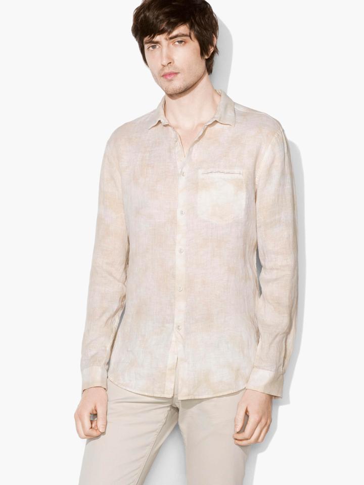 John Varvatos Allover Water-dye Shirt Brn/black Size: S
