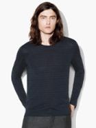 John Varvatos Broken Stripe Crewneck Sweater Dk Blue Heather Size: Xs