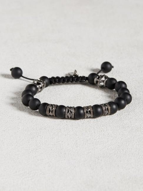 John Varvatos Black Onyx Bracelet With Cutout Roundels