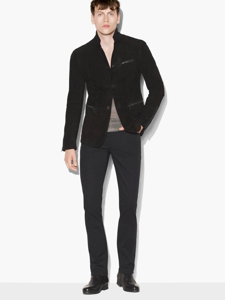 John Varvatos Suede Button Front Jacket Black Size: 44