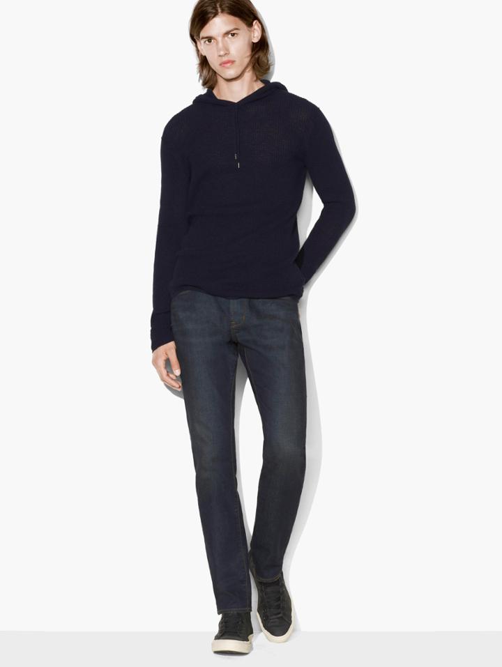John Varvatos Thermal Stitch Hoodie Marine Size: Xs