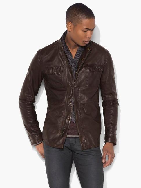 John Varvatos Leather Shirt Jacket