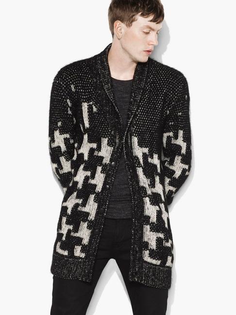 John Varvatos Exploded Houndstooth Cardigan